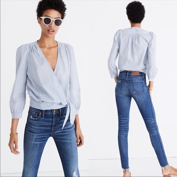 Madewell Tops - Madewell striped wrap bloue with tie